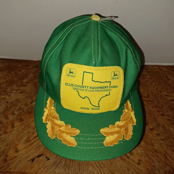 Vintage Ellis County Equipment Inc John Deere Trucker Snapback Cap Hat Patch. Se - Picture 1 of 6